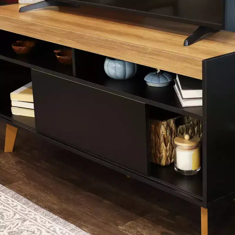 Indoor Mid-Century Modern TV Stand Console with Storage Cabinet and Shelves for 58 TV