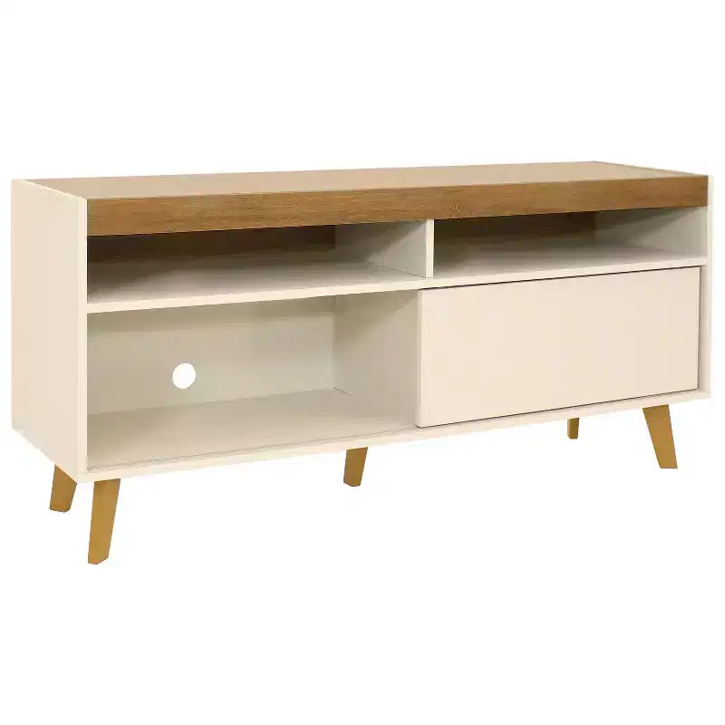 Indoor Mid-Century Modern TV Stand Console with Storage Cabinet and Shelves for 58 TV