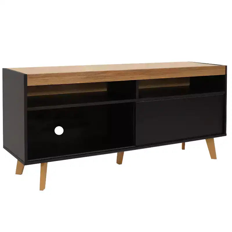 Indoor Mid-Century Modern TV Stand Console with Storage Cabinet and Shelves for 58 TV