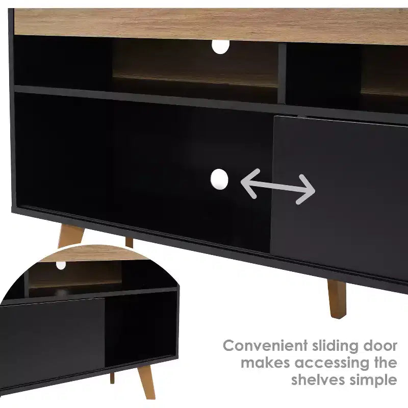 Indoor Mid-Century Modern TV Stand Console with Storage Cabinet and Shelves for 58 TV