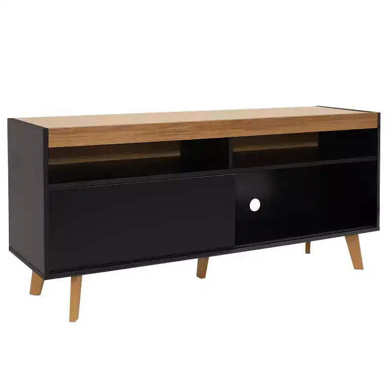 Indoor Mid-Century Modern TV Stand Console with Storage Cabinet and Shelves for 58 TV