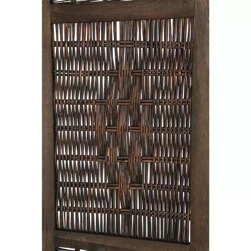 Screen Room Divider Wicker and Wood Diamond Design