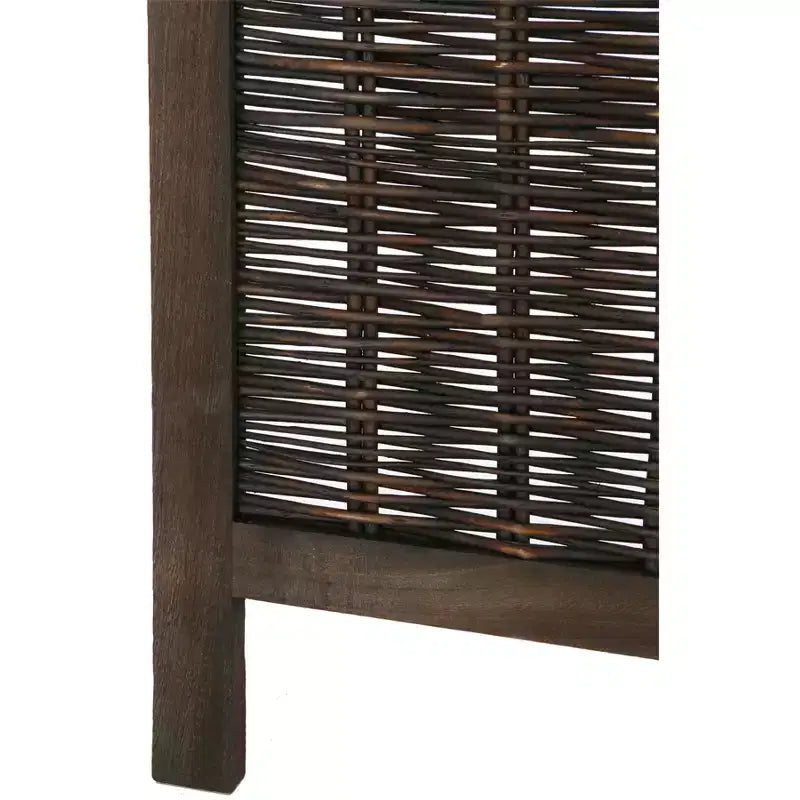 Screen Room Divider Wicker and Wood Diamond Design