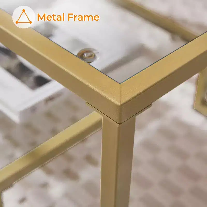 Modern Tempered Glass Coffee Table With Open Shelf for Living Room Gold