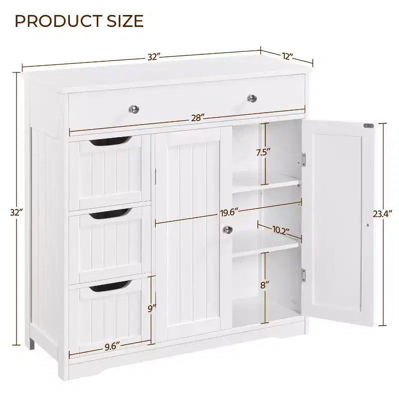 Free-Standing Floor Cabinet for Bathroom for Kitchen, Living Room