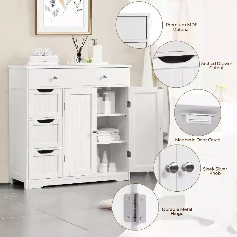 Free-Standing Floor Cabinet for Bathroom for Kitchen, Living Room