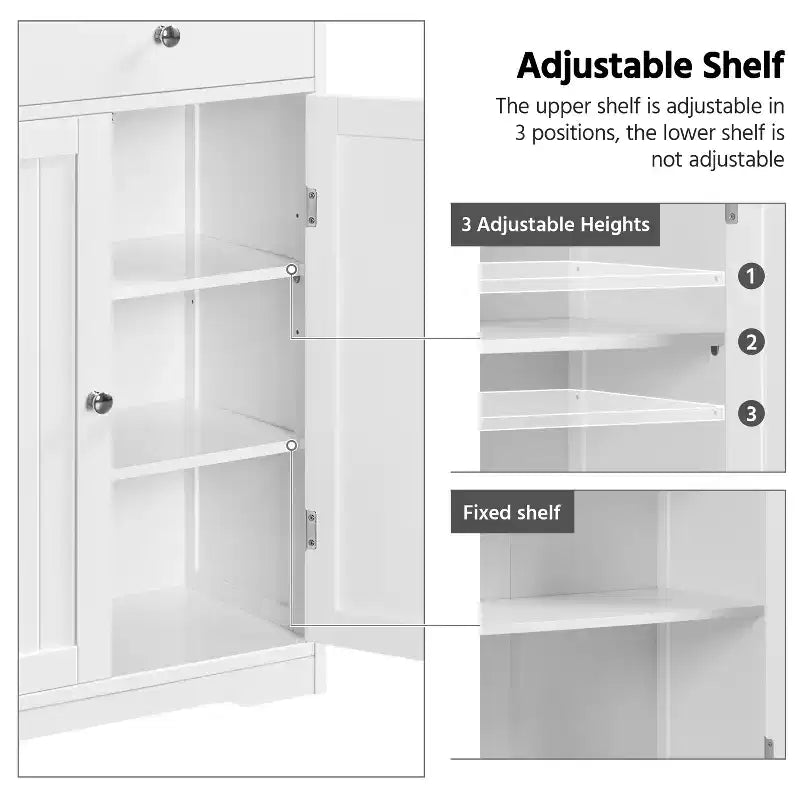 Free-Standing Floor Cabinet for Bathroom for Kitchen, Living Room