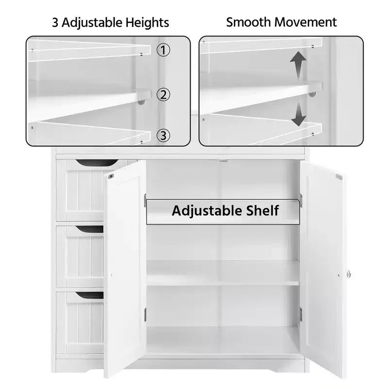 Free-Standing Floor Cabinet for Bathroom for Kitchen, Living Room