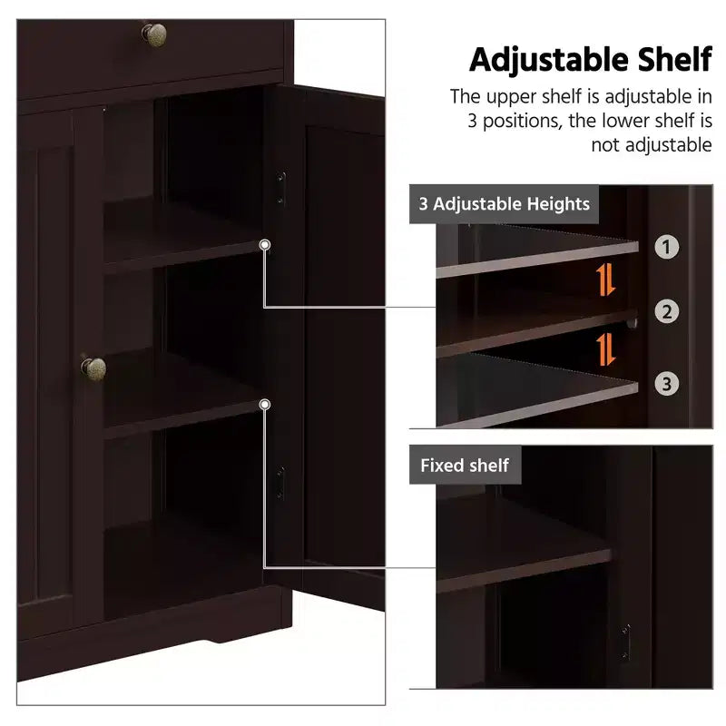 Free-Standing Floor Cabinet for Bathroom for Kitchen, Living Room