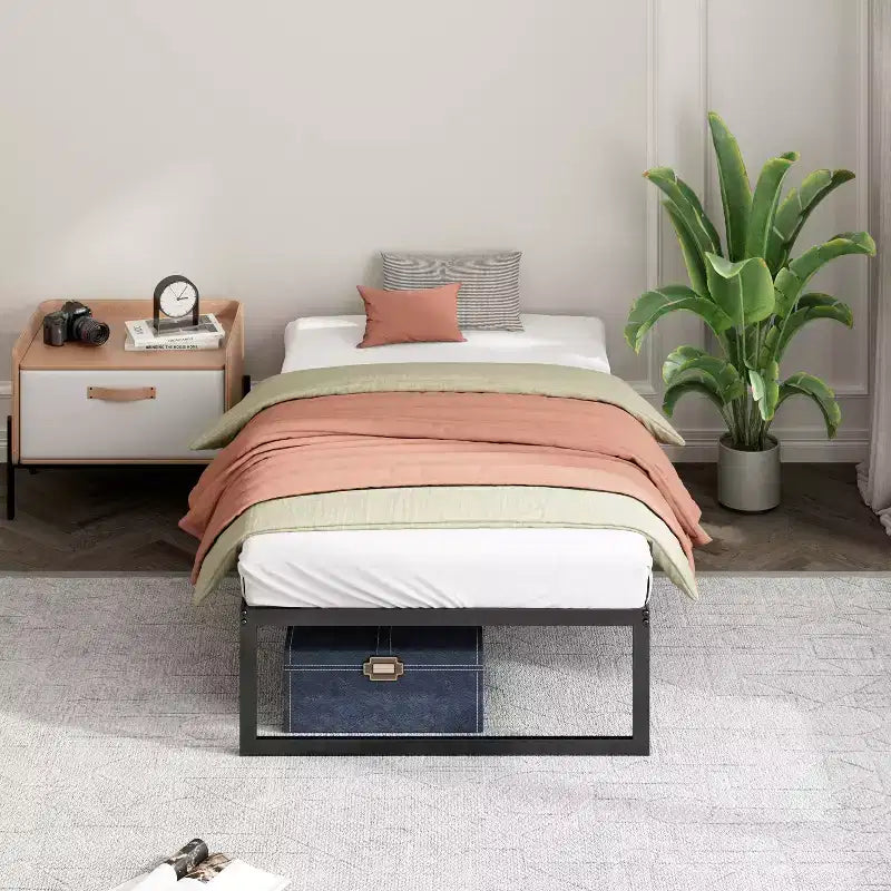 14 Metal Platform Bed Frame Black - Zinus