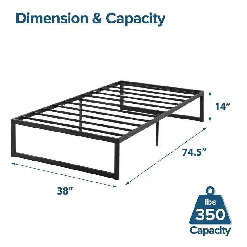 14 Metal Platform Bed Frame Black - Zinus